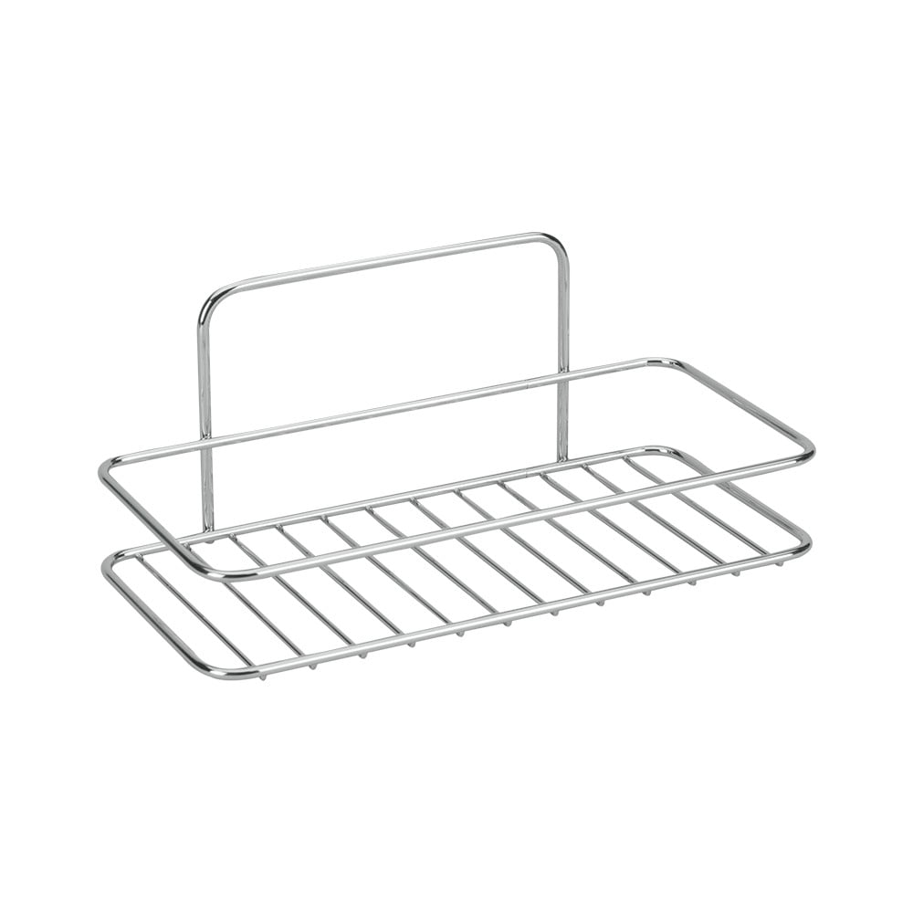 Fényes ezüstszínű függő öntapadós acél fürdőszobai polc Luxy – Metaltex