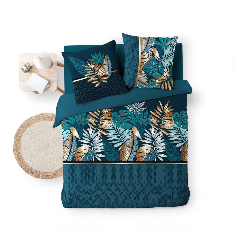 Kék kétszemélyes hosszabbított pamut ágyneműhuzat 240x220 cm Alianor – douceur d'intérieur