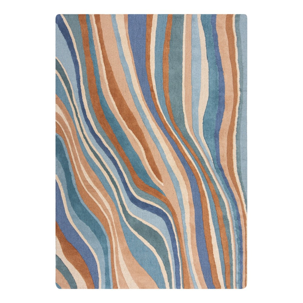 Kék kézi szövésű gyapjú szőnyeg 120x170 cm Abstract Flow – Flair Rugs