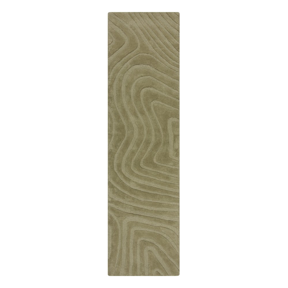Khaki kézi szövésű gyapjú futószőnyeg 60x230 cm Mesmerise Sage – Flair Rugs