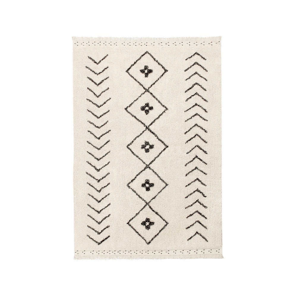 Krémszínű mosható kézi szövésű pamut szőnyeg 170x120 cm Bereber Rhombs – Lorena Canals