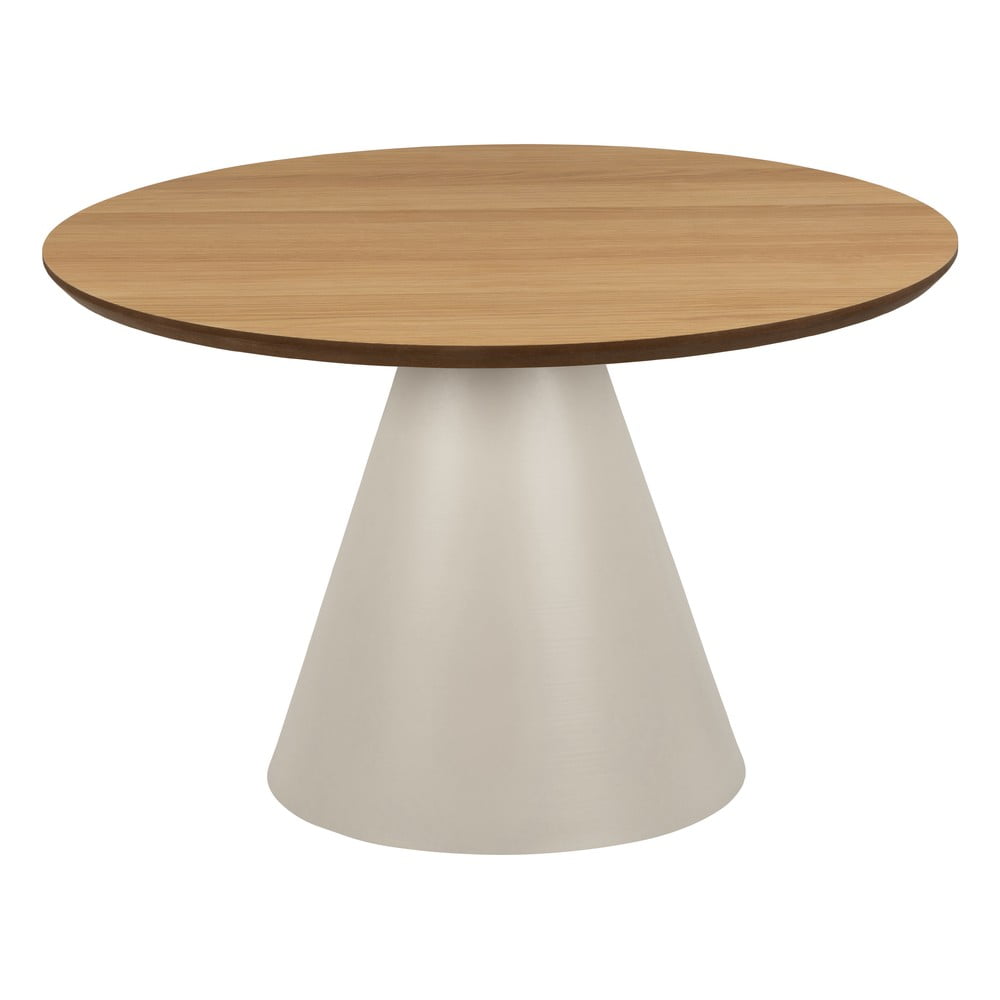 Krémszínű-natúr színű kerek dohányzóasztal tölgyfa dekoros asztallappal ø 65 cm Soli – Actona