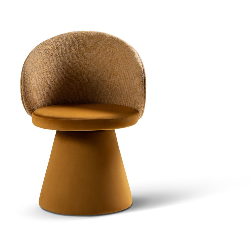 Mustársárga buklé fotel Inez – Micadoni Home