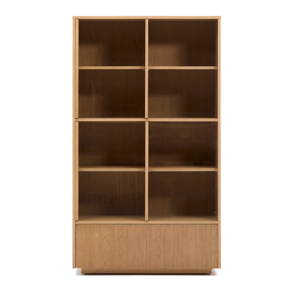 Natúr színű tálalószekrény tolóajtóval tölgyfa dekorral 100x174x40 cm Helvine – Kave Home