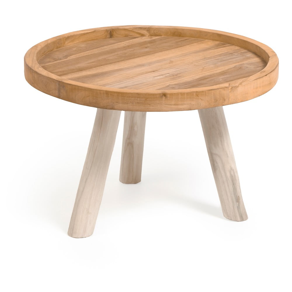 Natúr színű teakfa kerek dohányzóasztal ø 55 cm Glenda – Kave Home