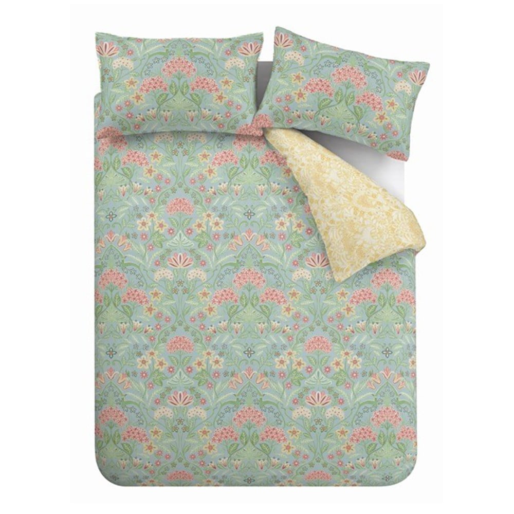 Sárga-zöld kétszemélyes hosszabbított pamut ágyneműhuzat 230x220 cm Art Deco Hydrangea – RHS