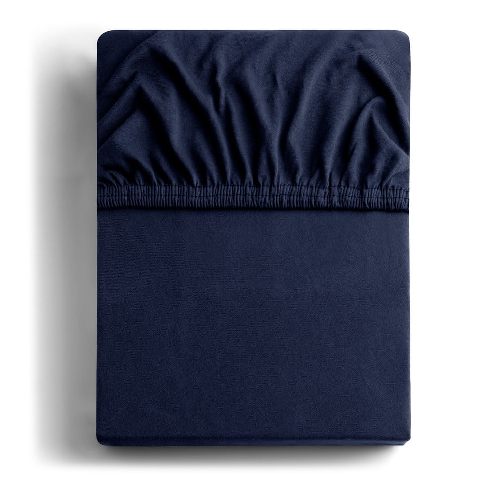 Sötétkék gumis jersey lepedő 160x200 cm Amber – Restilo