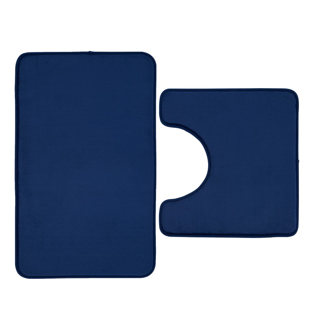 Sötétkék memóriahab fürdőszobai kilépő szett WC-hez