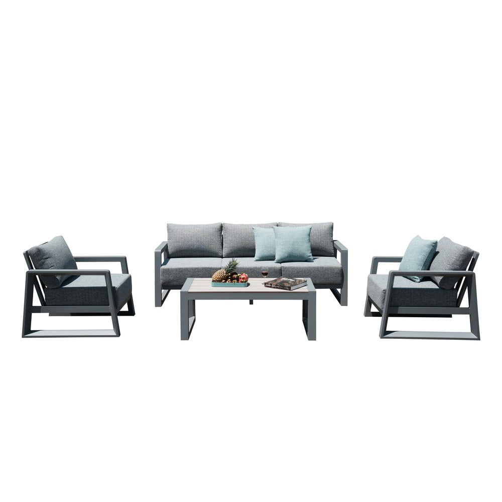Szürke alumínium ötszemélyes kerti lounge szett Boston – Rojaplast