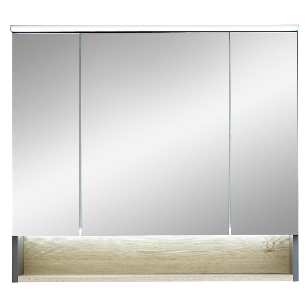 Szürke-natúr színű fürdőszoba szekrény borovi fenyő dekorral 72x80 cm Quickset 394 – Pelipal