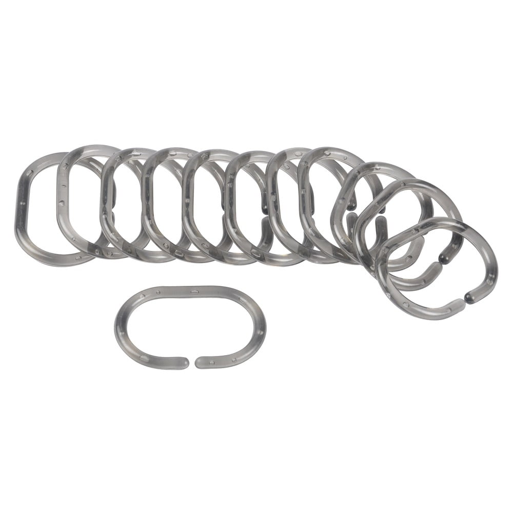 Szürke zuhanyfüggöny akasztó szett 12 db-os 4 cm Vitamine – douceur d'intérieur