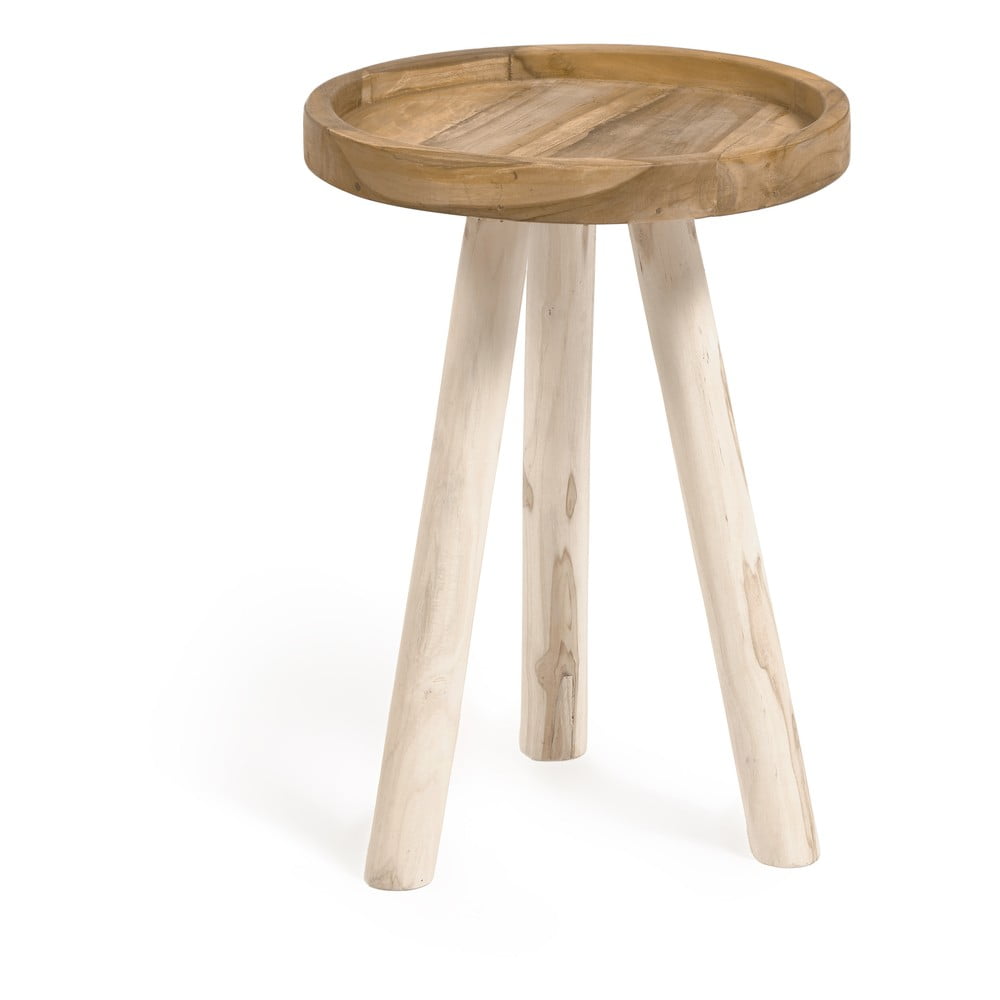 Teakfa kerek tárolóasztal ø 35 cm Glenda – Kave Home