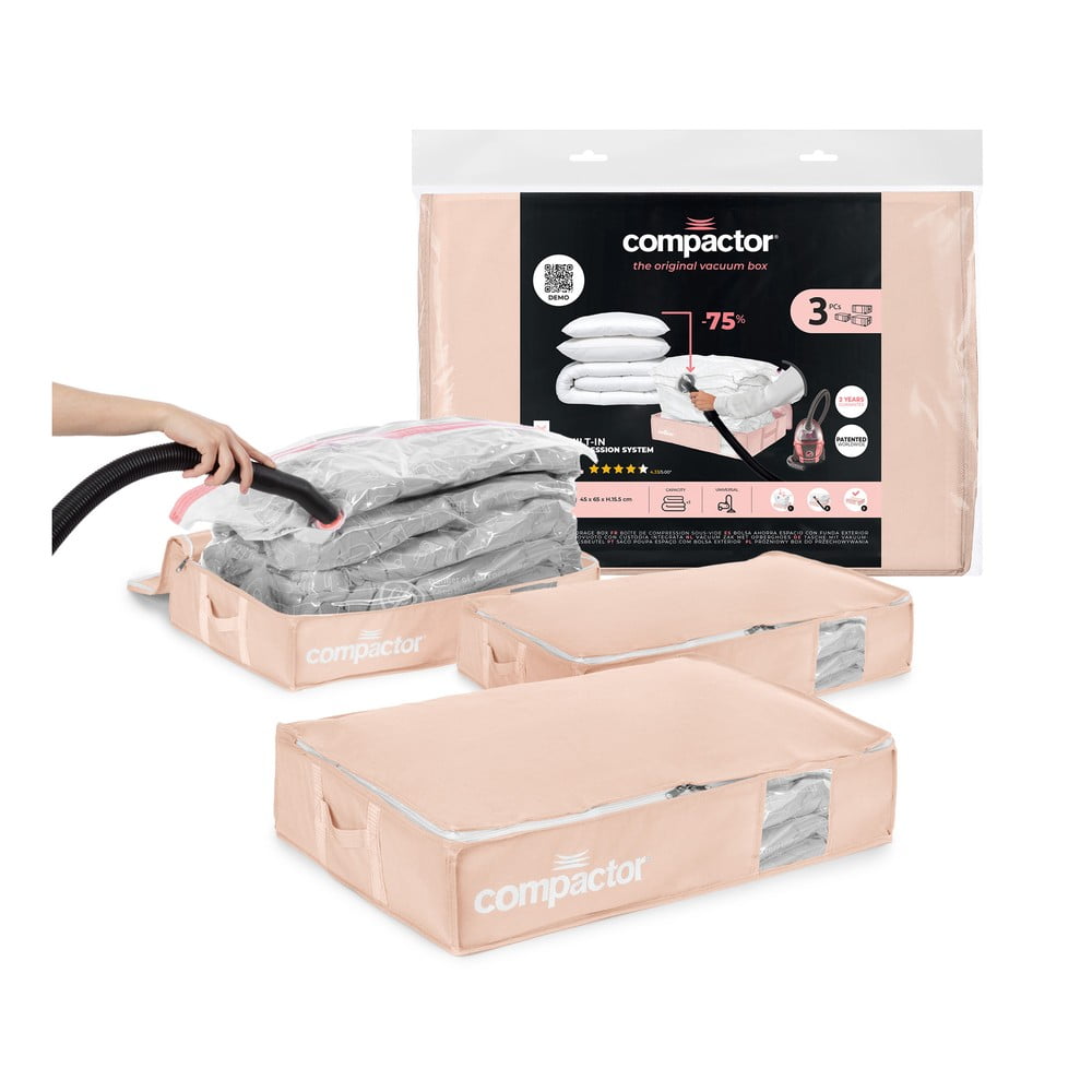 Vákuumos műanyag ágy alatti tárolódoboz szett 3 db-os 65x45x15