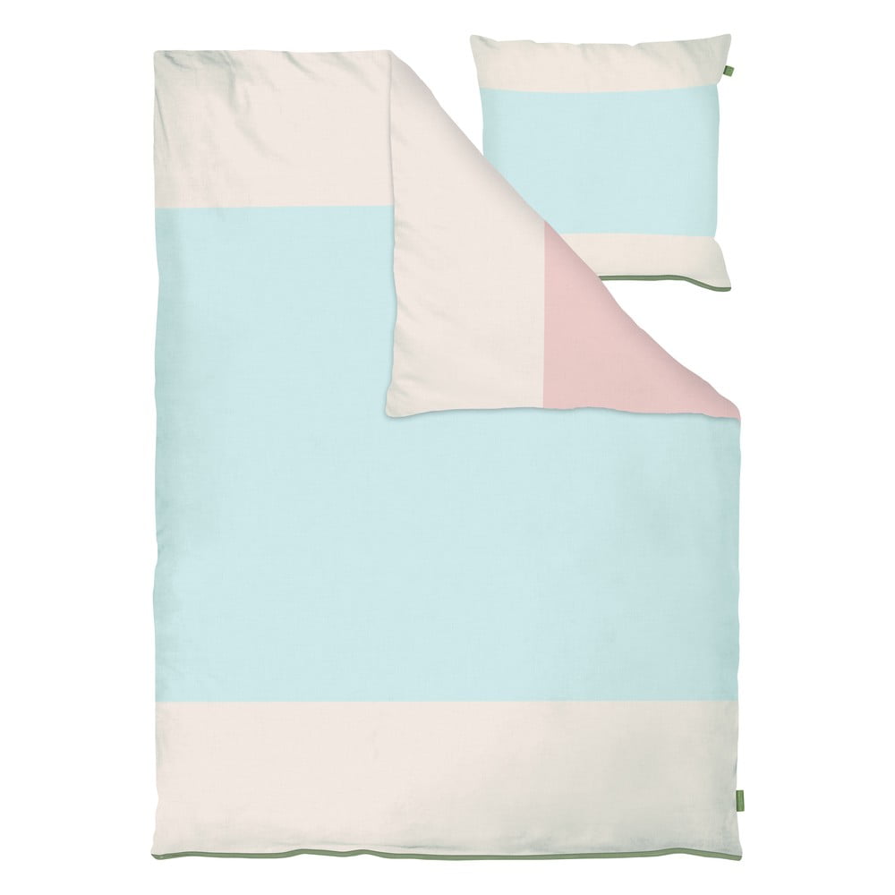 Világoskék egyszemélyes hosszabbított pamut-perkál ágyneműhuzat 140x220 cm Colore – Mette Ditmer Denmark