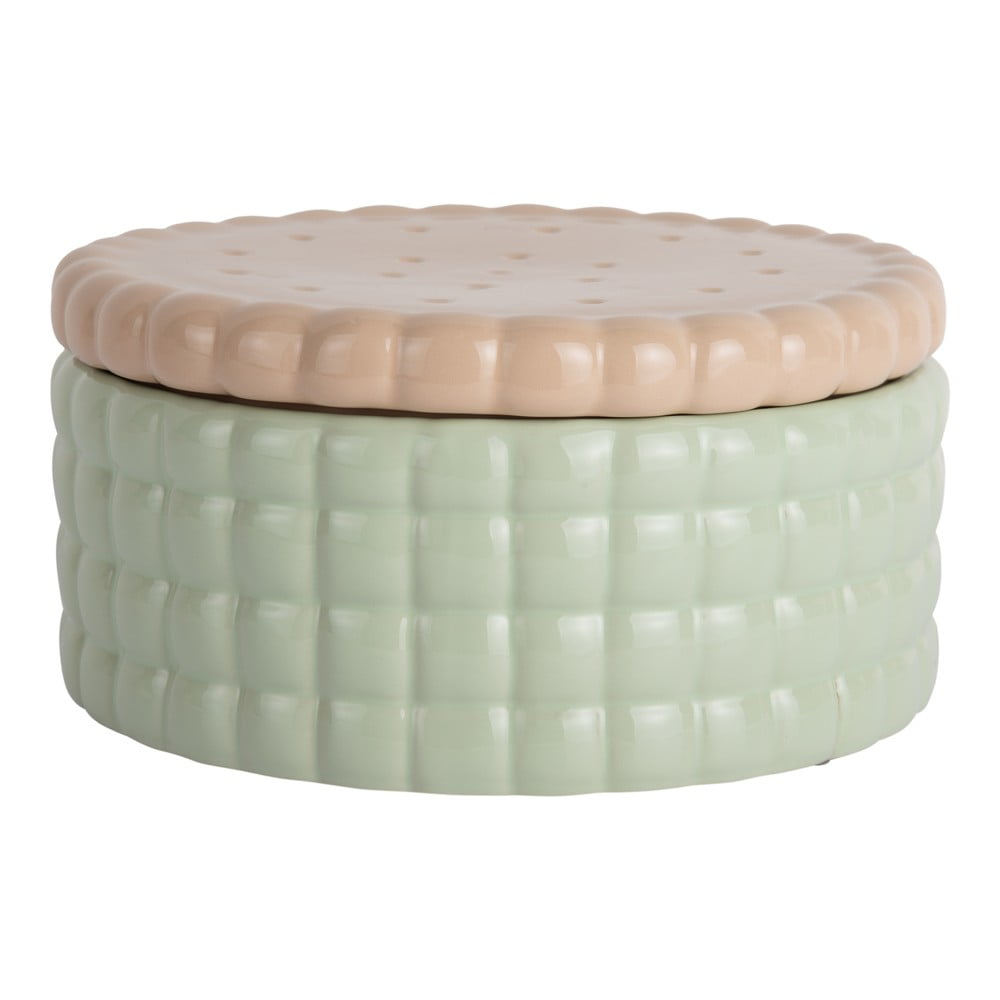 Világoszöld dekoratív kerámia tárolódoboz ø 20x10 cm Biscuit Box – PT LIVING