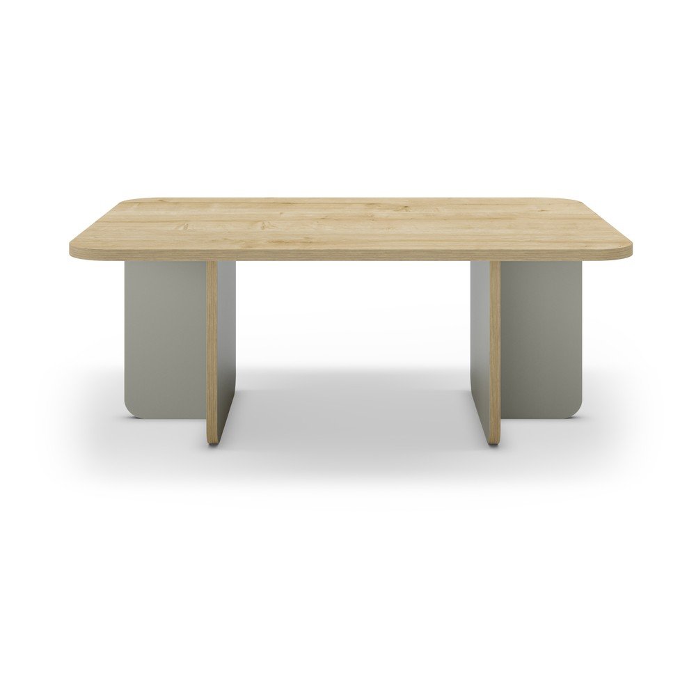 Világoszöld-natúr színű dohányzóasztal tölgyfa dekoros asztallappal 56x100 cm Hillary – Marckeric