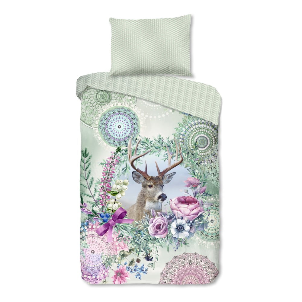 Zöld egyszemélyes flanel ágyneműhuzat 140x200 cm Romini – HIP