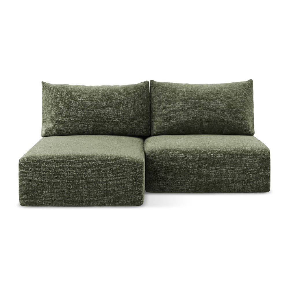 Zöld kinyitható-tárolóhelyes sarokkanapé (bal oldali) Kalena – Makamii