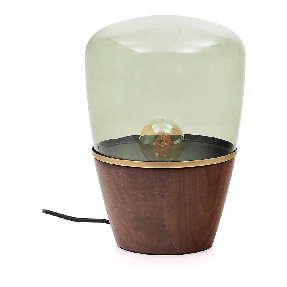 Zöld-sötét natúr színű asztali lámpa üveg búrával (magasság 30 cm) Silex – Kave Home