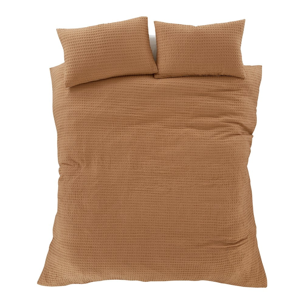 Barna kétszemélyes ágyneműhuzat 200x200 cm Muscat Waffle – Pineapple Elephant