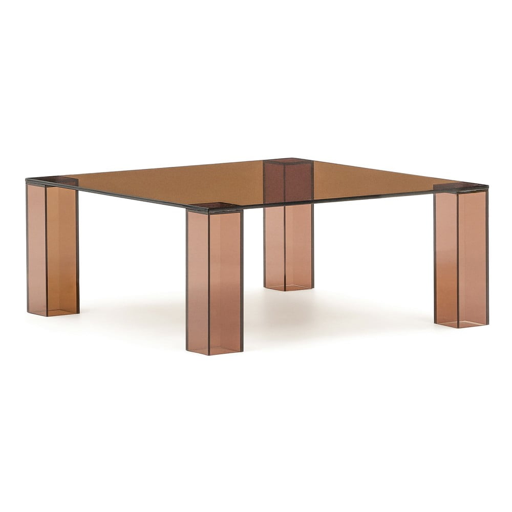 Barna üveg dohányzóasztal 85x85 cm Adularia – Kave Home
