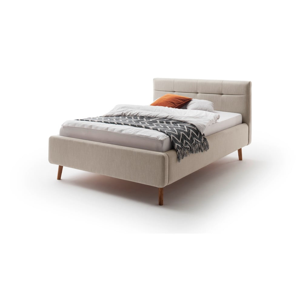 Bézs kárpitozott franciaágy ágyrács nélkül 140x200 cm Lotte – Meise Möbel