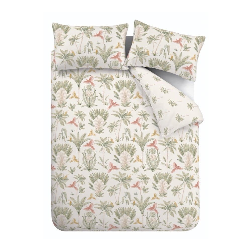 Bézs kétszemélyes hosszabbított ágyneműhuzat 230x220 cm Paradiso Palm – Catherine Lansfield