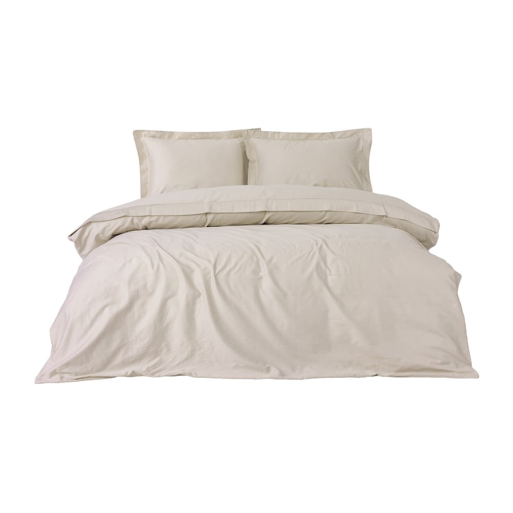 Bézs kétszemélyes hosszabbított pamut-szatén ágyneműhuzat 240x220 cm Elegant – Mijolnir