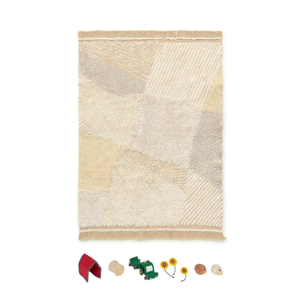Bézs pamut gyerek játszószőnyeg 120x170 cm Farm Fields – Lorena Canals