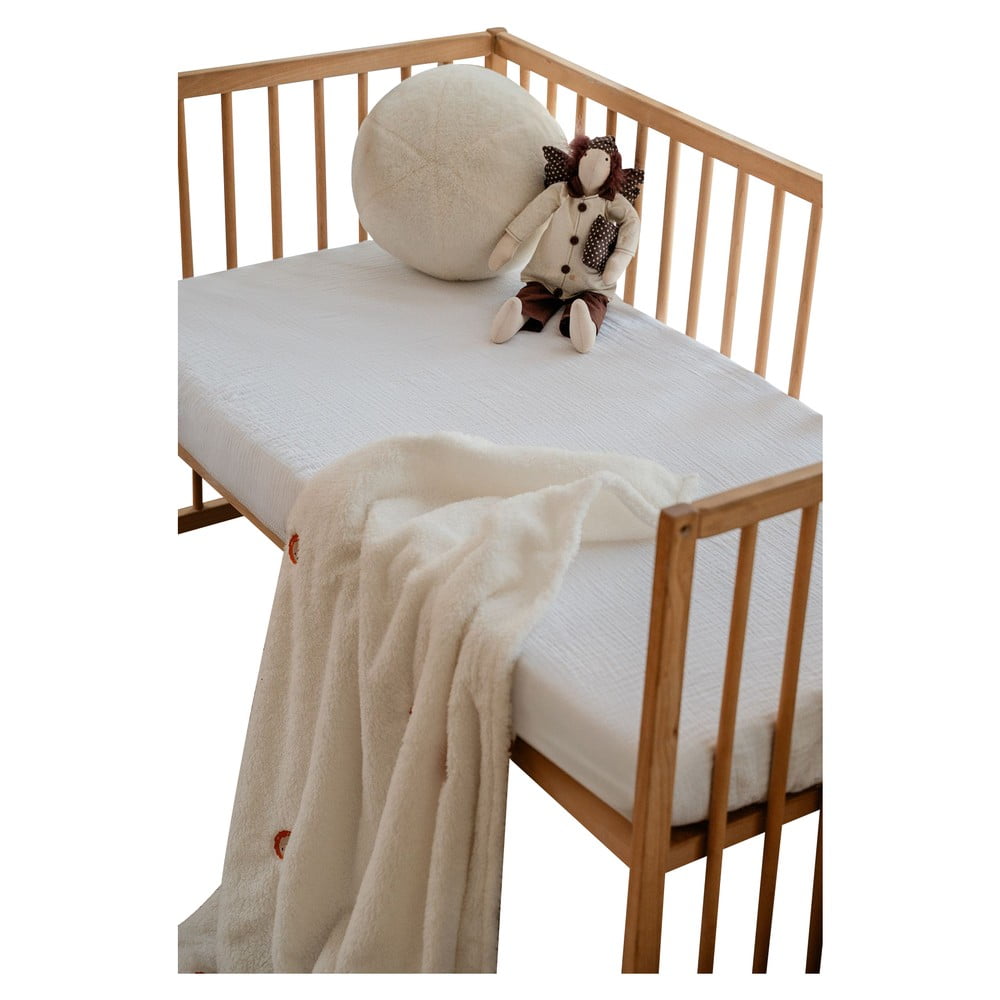 Fehér gumis muszlin gyerek lepedő babaágyhoz 60x120 cm Burumcuk – Mijolnir