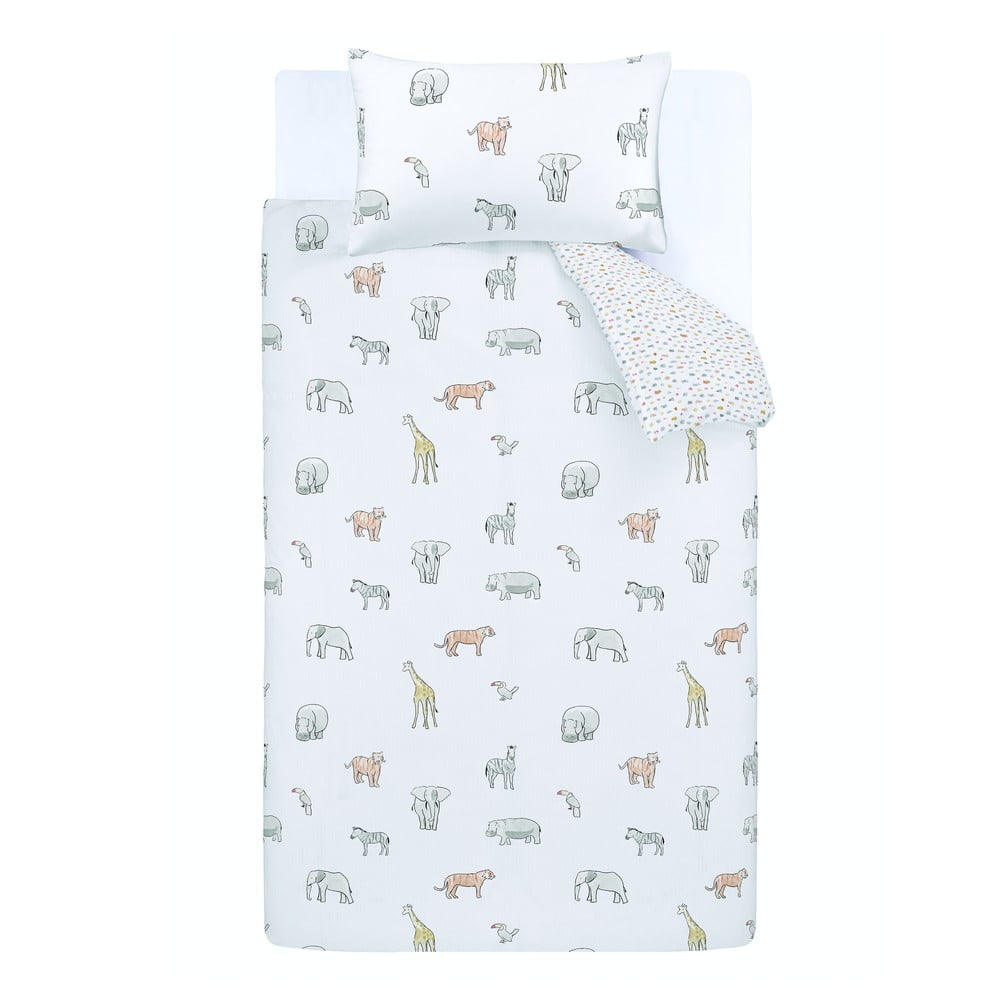 Fehér kétszemélyes pamut gyerek ágyneműhuzat 200x200 cm Zoo Animals – Bianca