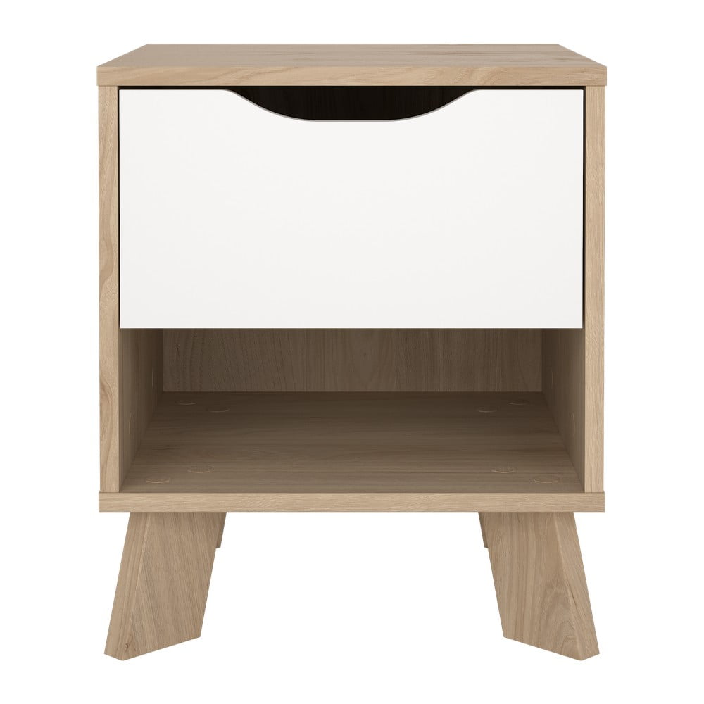 Fehér-natúr színű éjjeliszekrény Ikast – Tvilum