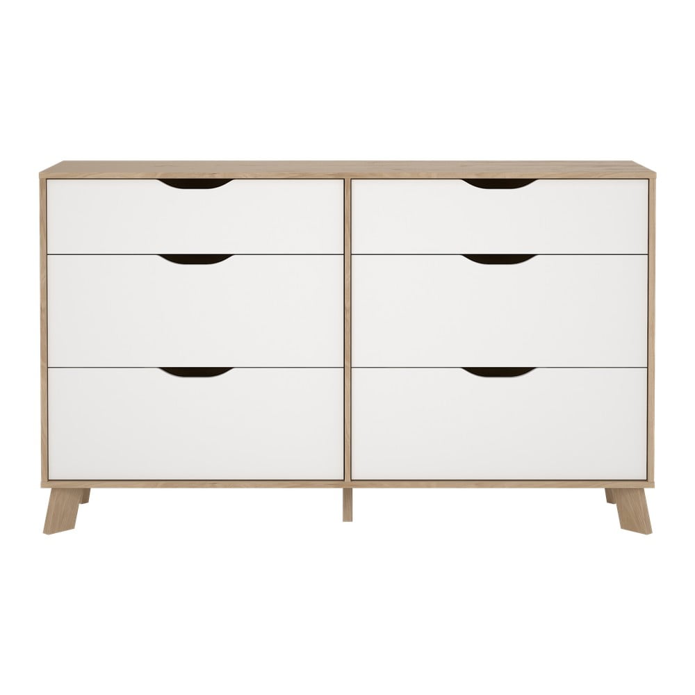 Fehér-natúr színű komód tölgyfa dekorral 156x92x40 cm Ikast – Tvilum