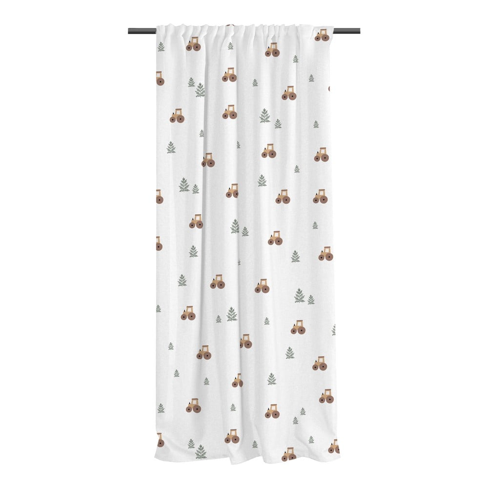 Fehér pamut-szatén gyerek függöny 110x170 cm Winter Tractor – Butter Kings