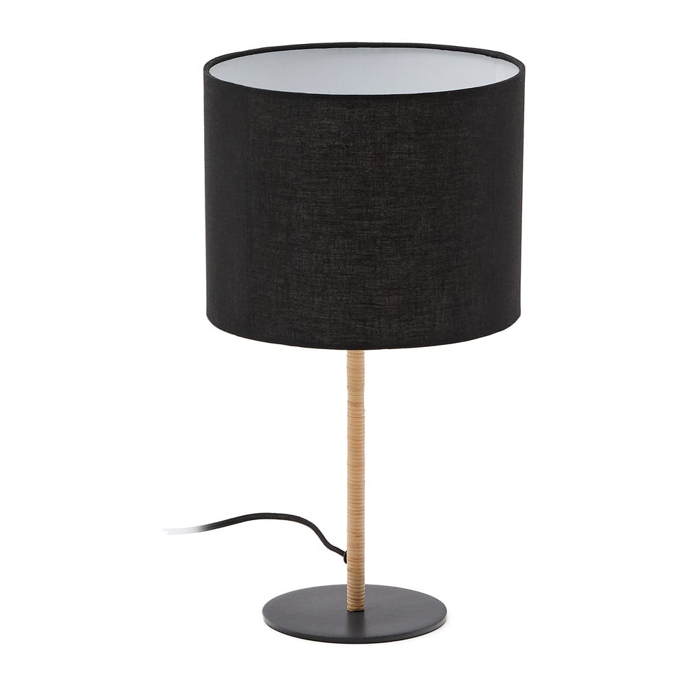 Fekete asztali lámpa textil búrával (magasság 45 cm) Pina – Kave Home
