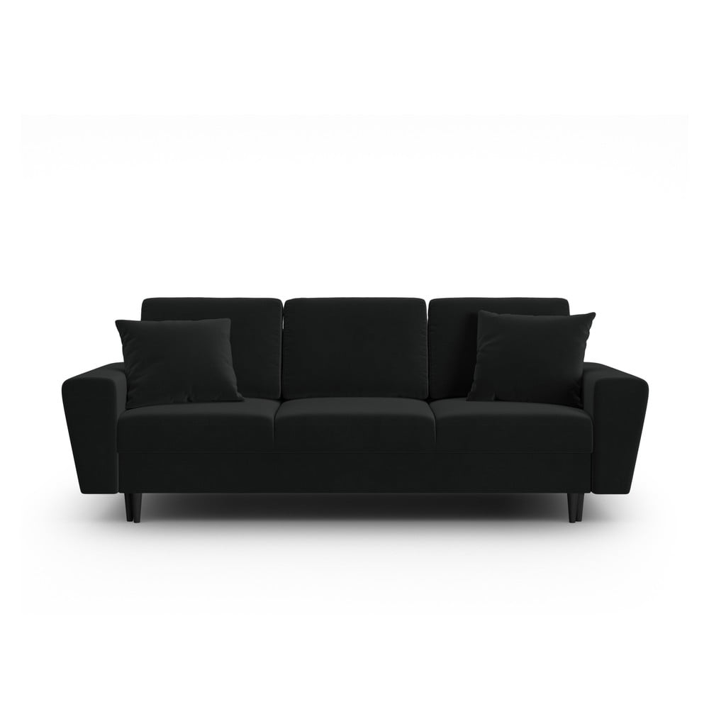 Fekete bársony kinyitható tárolóhelyes kanapé 235 cm Kyoto – Cosmopolitan Design