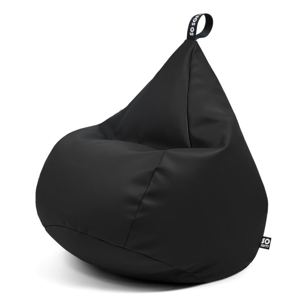 Fekete bőrutánzat babzsákfotel Drop XL – So Soft?