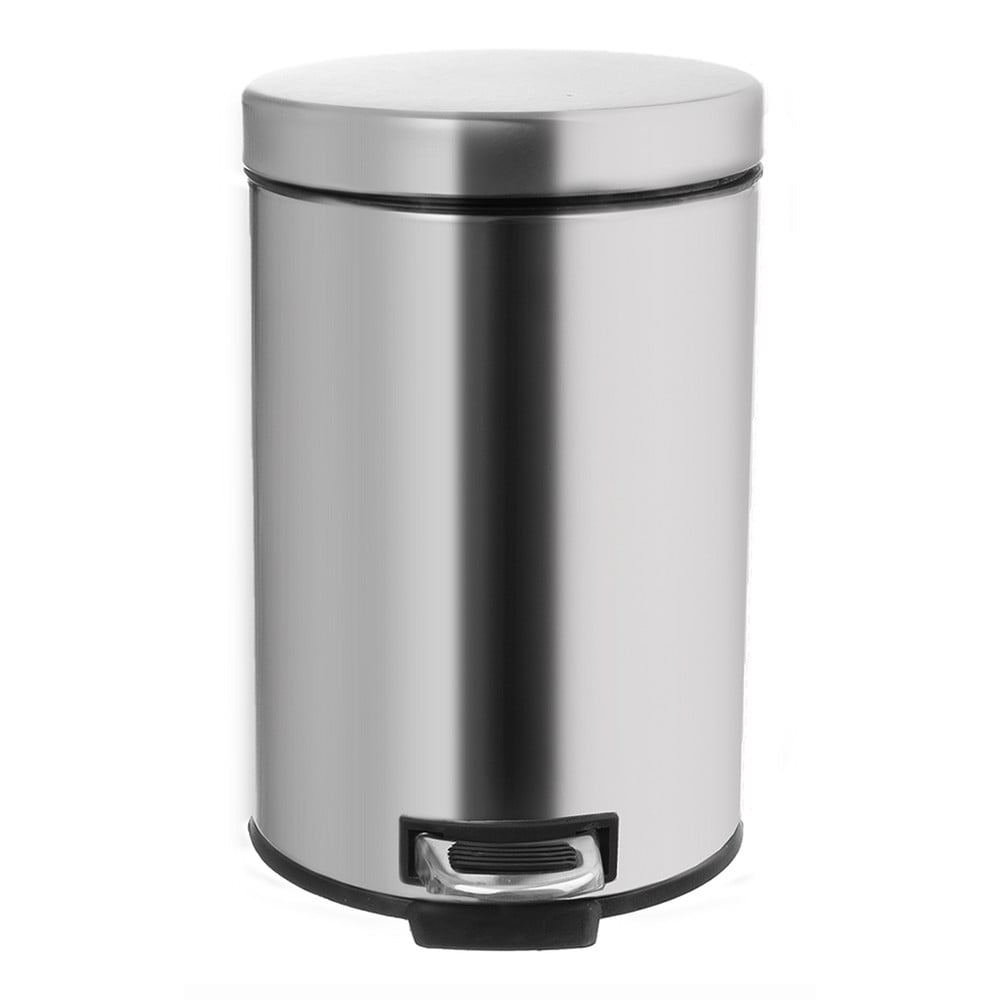 Fényes ezüstszínű rozsdamentes acél pedálos szemetes 3 l – Orion