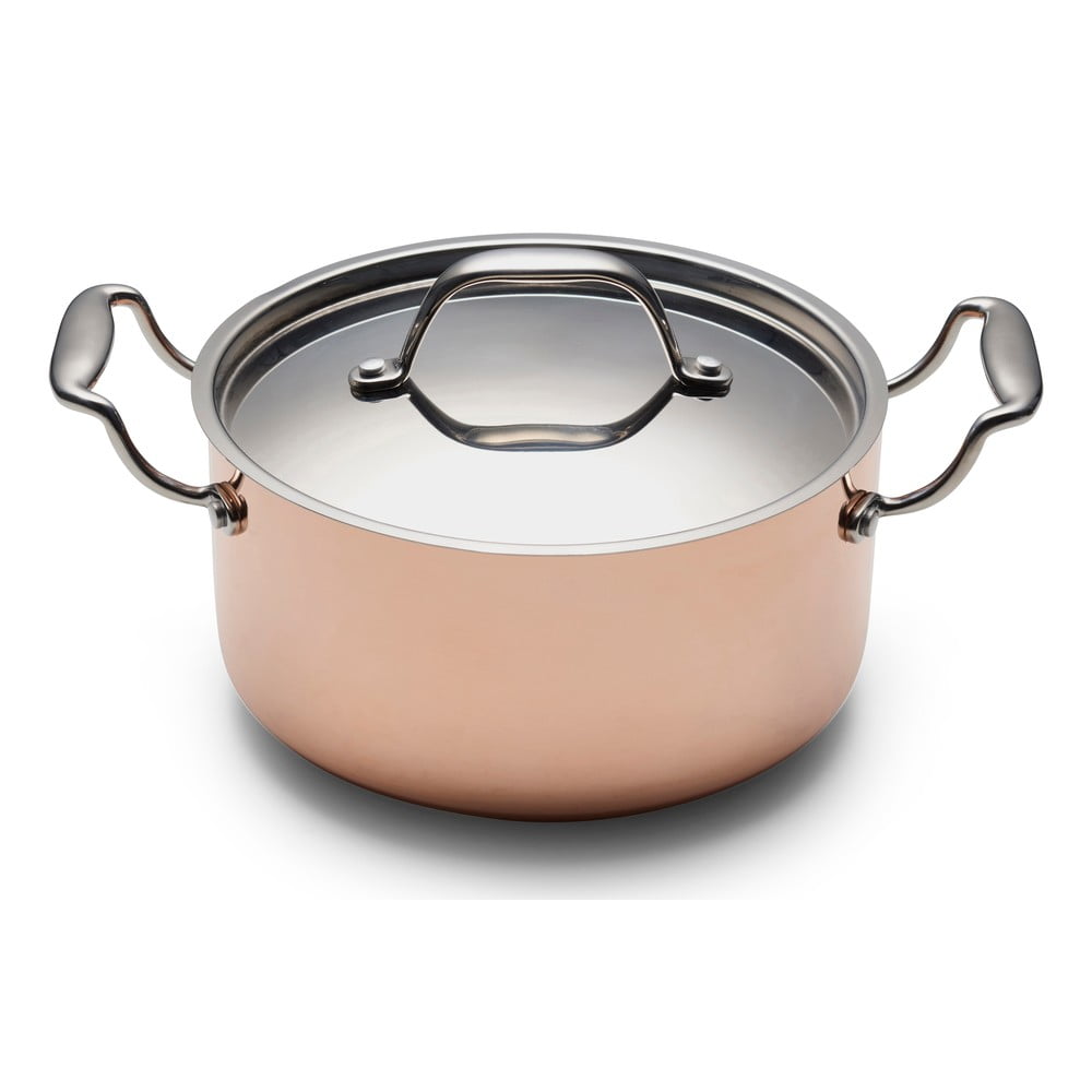 Indukciós tűzhelyhez alkalmas rozsdamentes acél-réz edény fedővel 3 l – Blomsterbergs