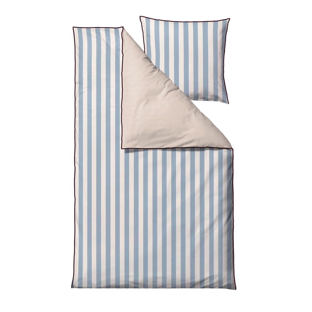 Kék-bézs egyszemélyes pamut-szatén ágyneműhuzat 140x200 cm Parallel – Södahl