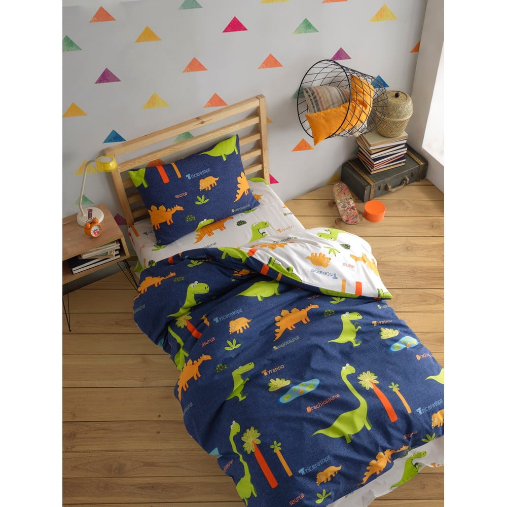 Kék egyszemélyes gyerek ágyneműhuzat 140x200 cm Dinolar – Mijolnir