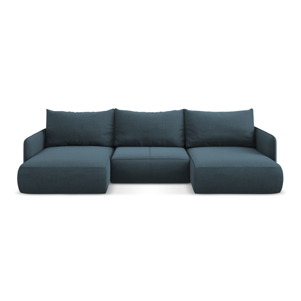 Kék kinyitható-tárolóhelyes sarokkanapé Nanea – Makamii