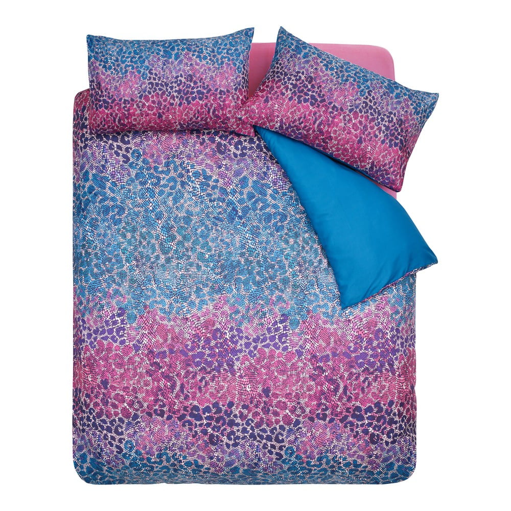 Kék-rózsaszín kétszemélyes mikroszatén ágyneműhuzat 200x200 cm Animal Print – Catherine Lansfield
