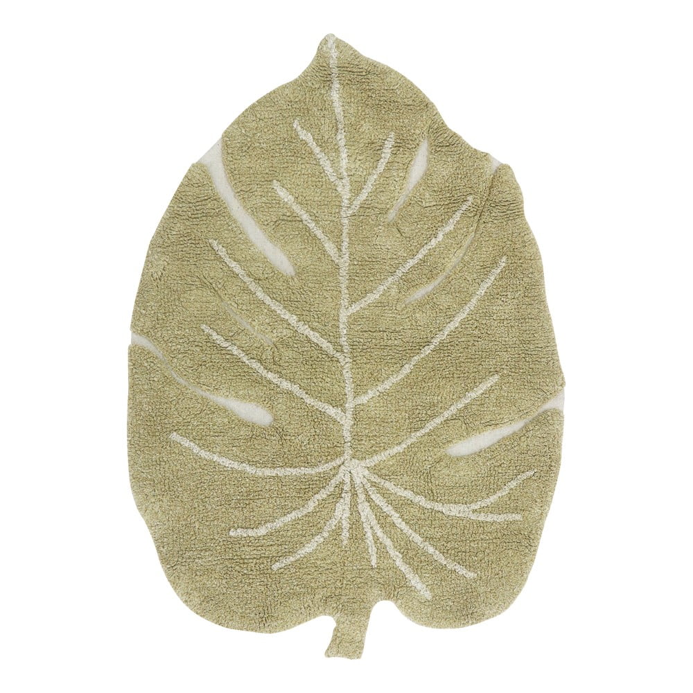 Khaki mosható kézi szövésű pamut gyerek szőnyeg 75x100 cm Mini Monstera Olive – Lorena Canals
