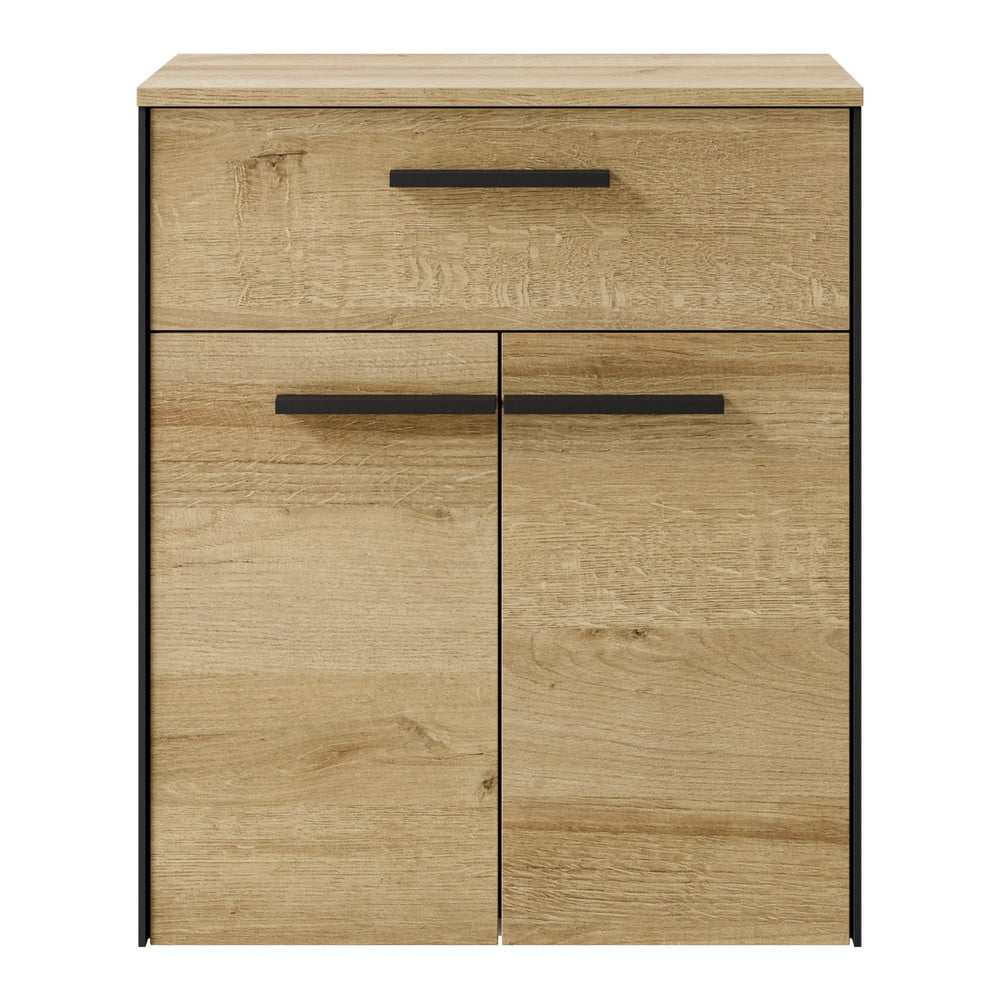 Natúr színű alacsony-fali fürdőszoba szekrény tölgyfa dekorral 72x60 cm Quickset 395 – Pelipal