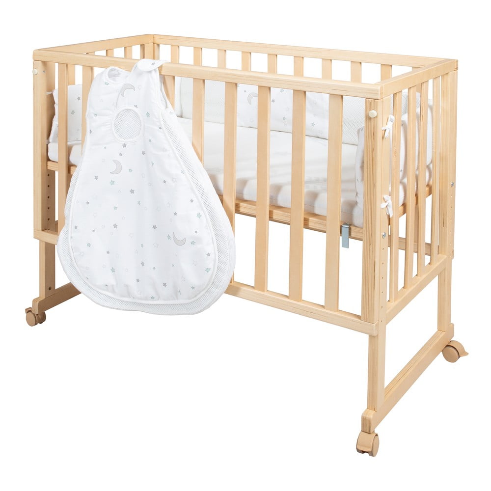 Natúr színű gurulós babaágy 90x45 cm Star Magic – Roba