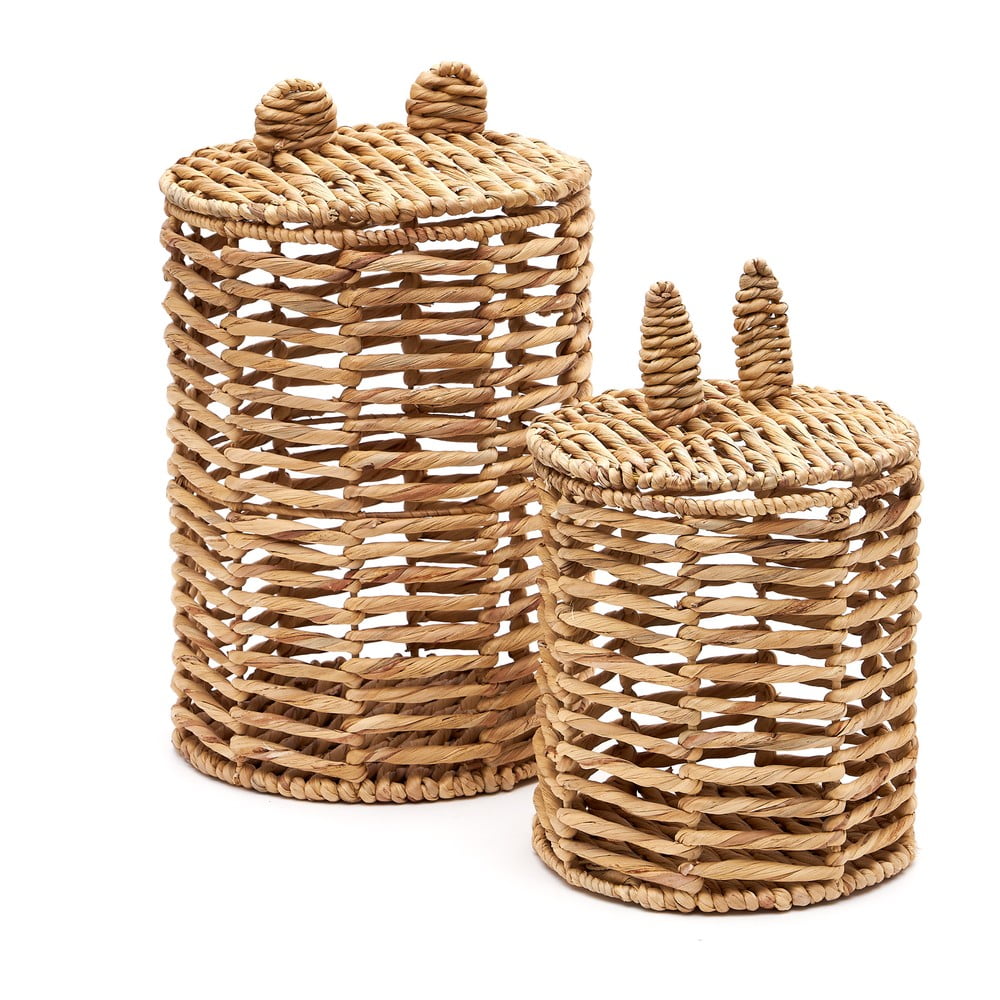 Natúr színű vízijácint játéktároló kosár szett 2 db-os ø 30x50 cm Venezia – Kave Home