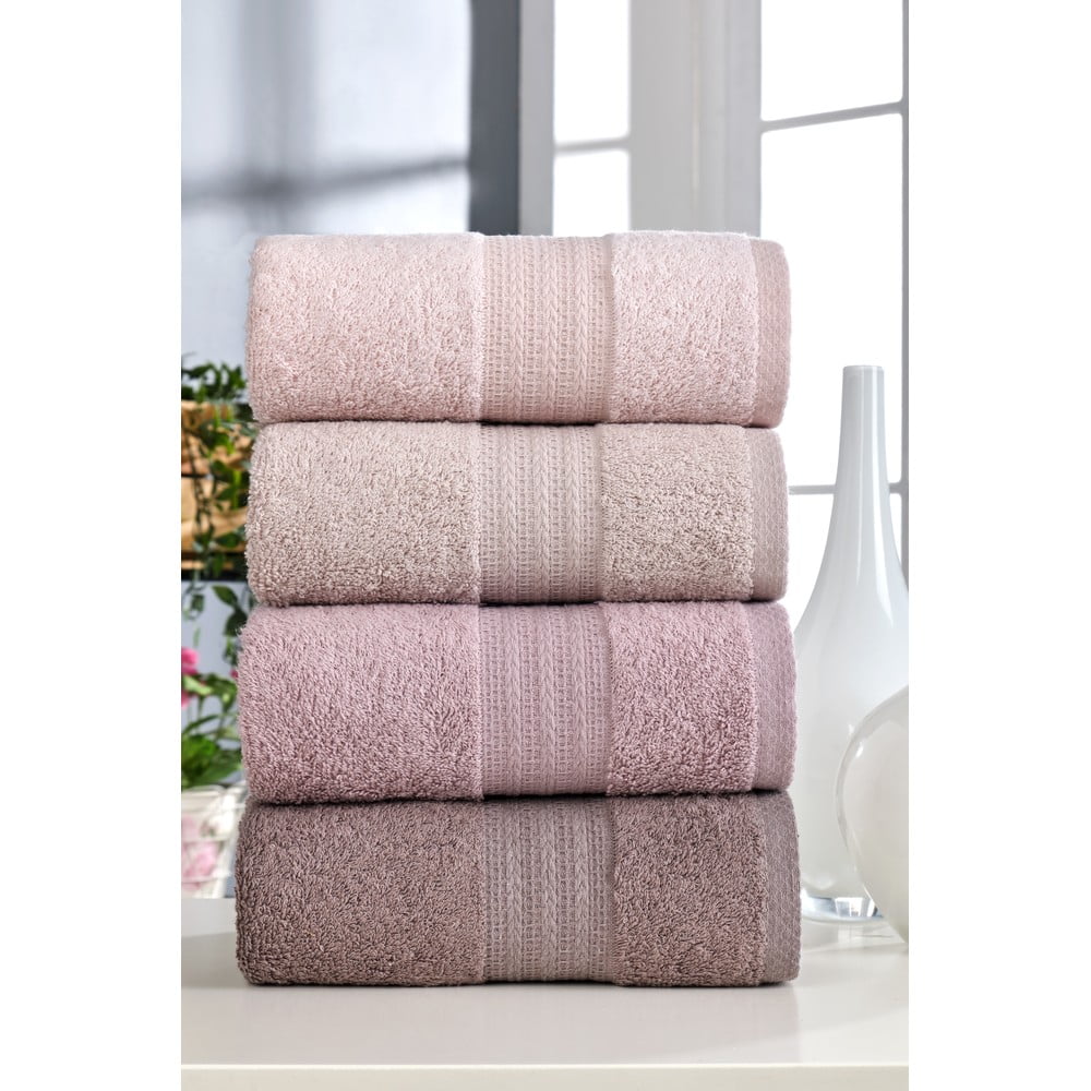 Rózsaszín pamut törölköző szett 4 db-os 50x90 cm – Mila Home