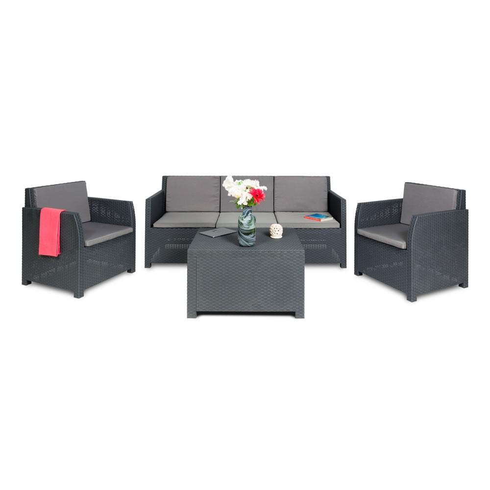 Sötétszürke műanyag ötszemélyes kerti lounge szett Diana – Toomax