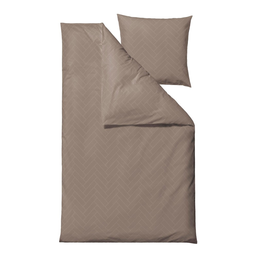 Szürkésbarna egyszemélyes damaszt ágyneműhuzat 140x200 cm Tiles – Södahl